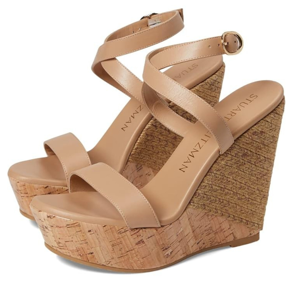 Stuart Weitzman 5050 Women's Wedge Sandal Adobe/Natural 9 B